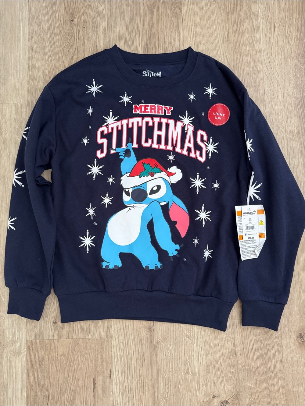 Disney Navy Blue Stitchmas Light-Up Holiday Sweatshirt